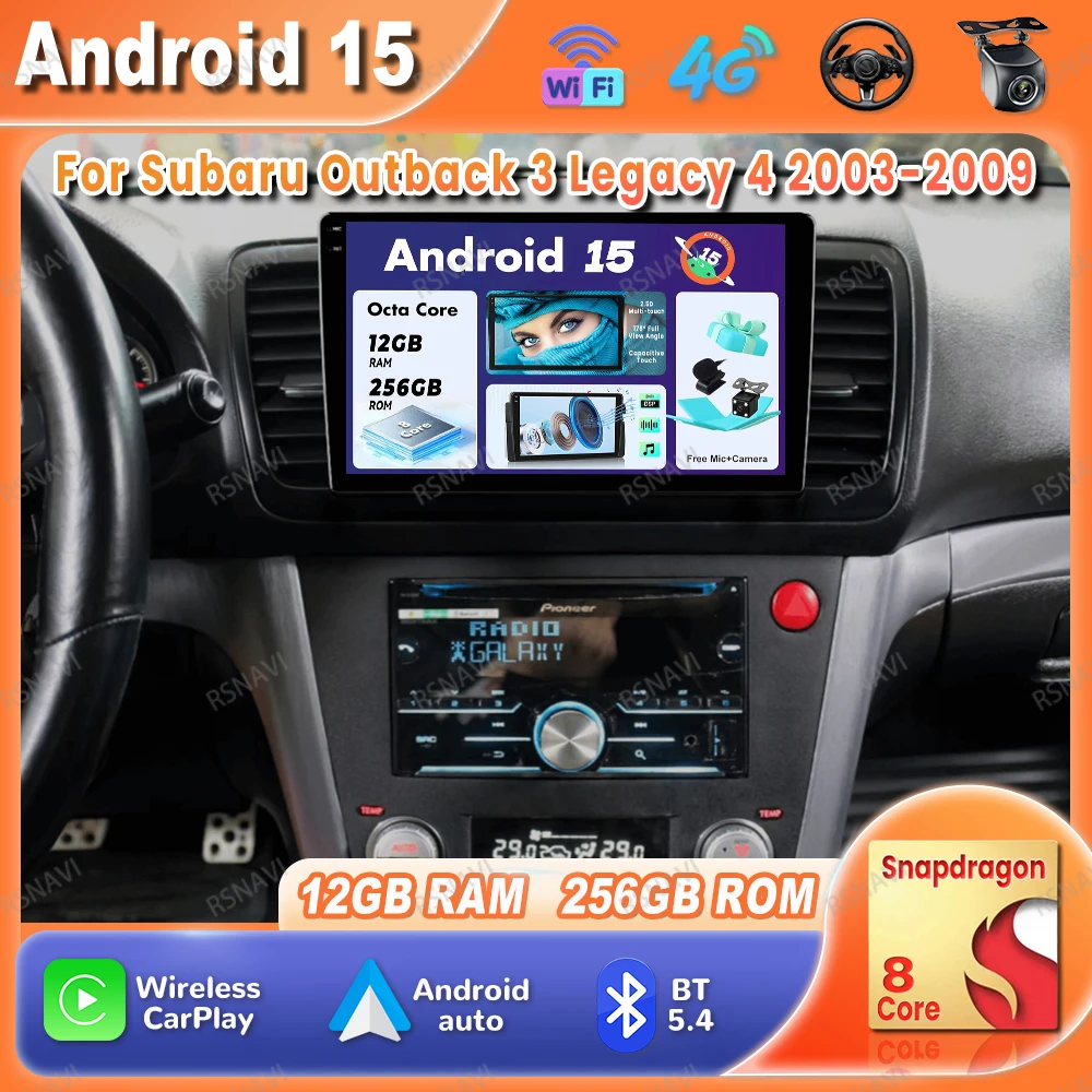 Car Radio Android 15 For Subaru Outback 3 Legacy 4 2003-2009 Viedo Player 4G LTE Head Unit GPS QLED DSP Navigation DVD BT Stereo