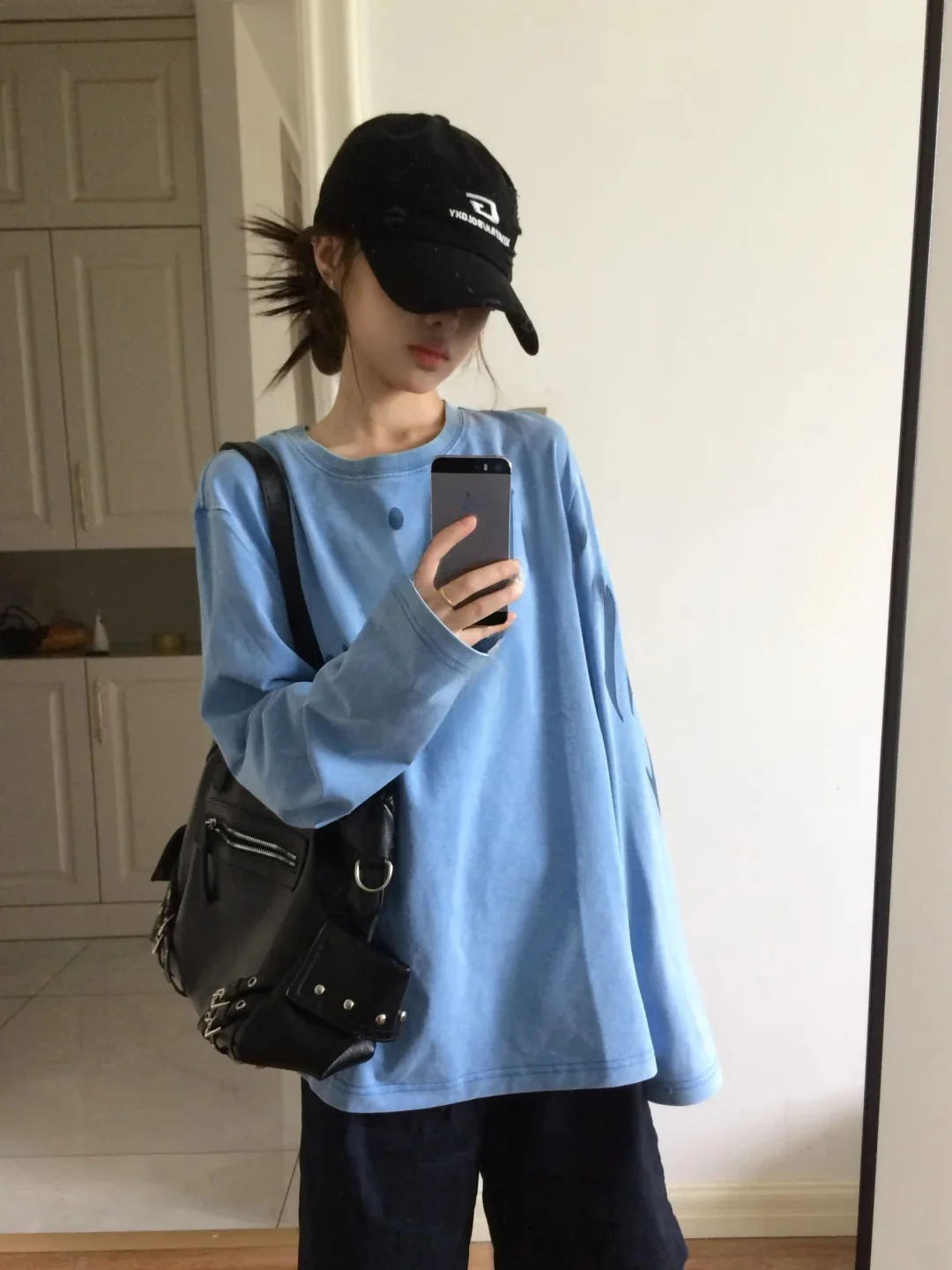 Retro American Long Sleeve T-Shirt Women Loose Printed Base Layer Top Cotton Casual Style Shoulder Print Sweat Absorbent