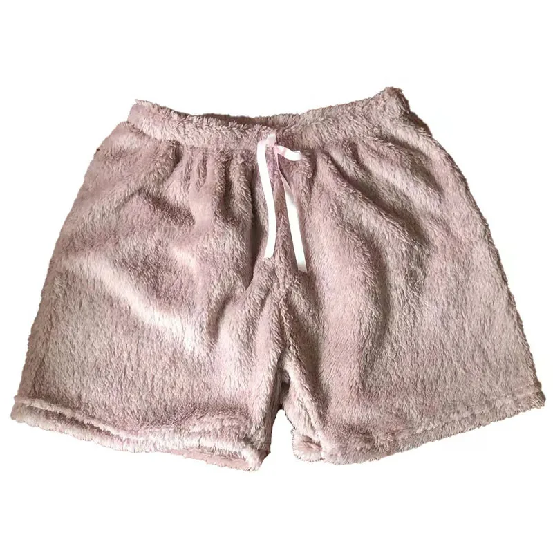 Pantalones cortos de terciopelo suave y cálido para mujer, pantalones cortos blancos de felpa de cintura alta, informales, Kawaii, Y2k, franela,