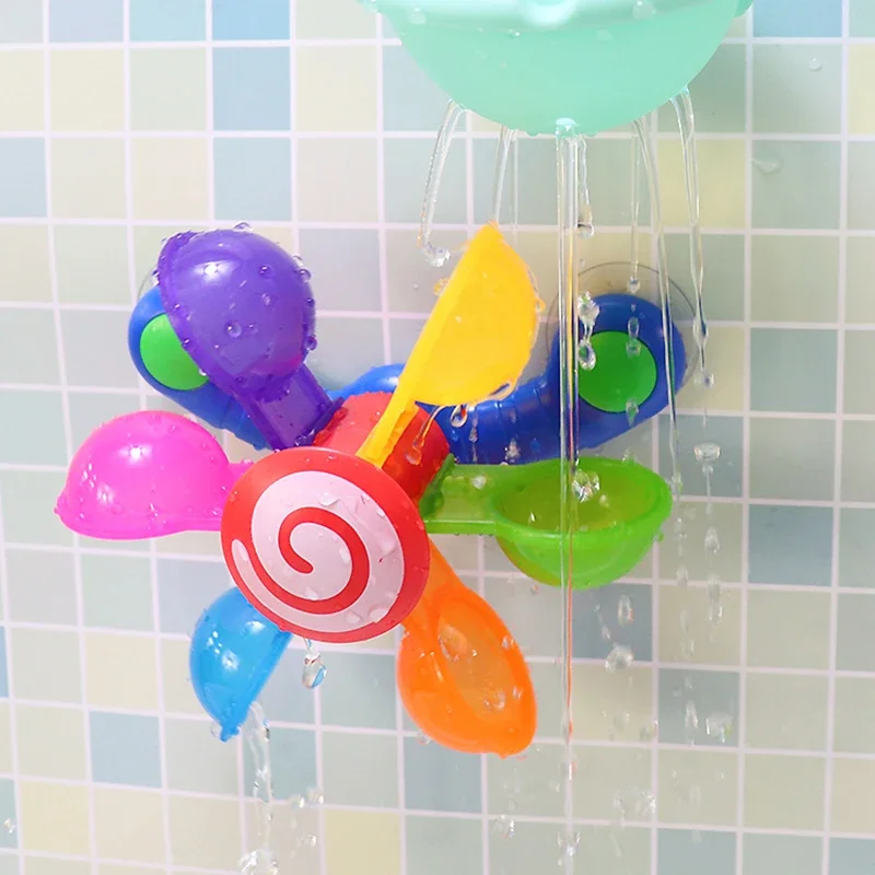 Bunter Wasserrad Badesauger Baby Badespielzeug Badewanne Wasserspray Spielset Dusche Sprinkler Spielzeug für Kinder