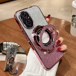 HONOR200 Case With Ring Magnetic Bracket,Luxury Glitter Cover For HONOR 200 LITE MATE 60 PRO NOVA 11I 12 SE Case Luxury Holder