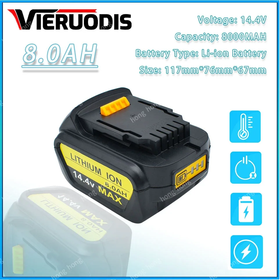 

for Dewalt 14.4V 8.0AH/10.0AH power tools battery DCB140 DCB141 DCB142 DCD735L2 DCF835C2 DCF835L2 DCL030 lithium-ion battery