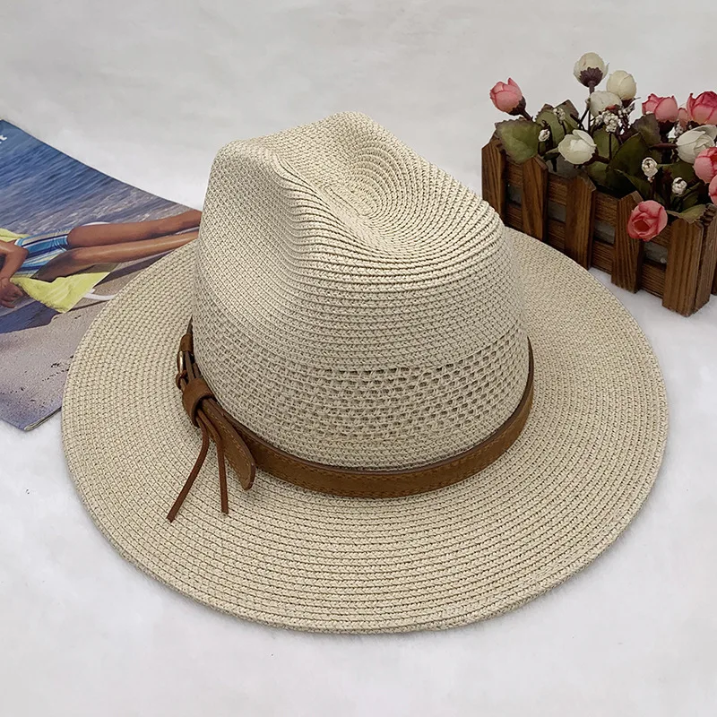 The New  Panama Straw Hat Sunshade Beach Hat Female Summer Jazz  Hats for Women