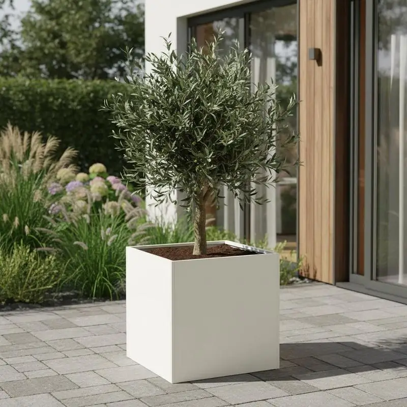 Bac à plantes surélevé en acier 40x40x40 cm. Ce pot à plantes moderne est fabriqué en acier, ce qui le rend robuste et durable. Il convient à la plantation de fleurs, de légumes et de coriandre sur votre patio ou votre balcon.