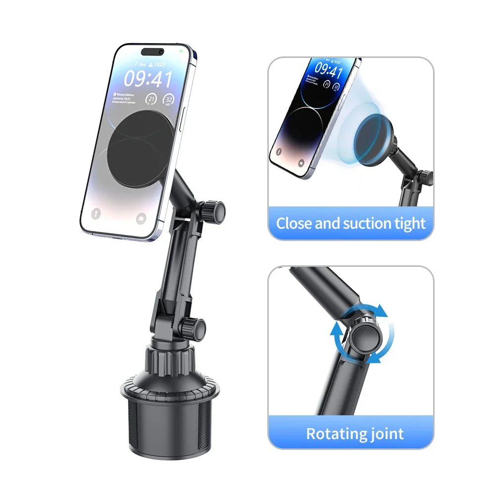 Magnetische Handyhalterung für den Getränkehalter – Flexibler Schwanenhalsarm mit starken Neodym-Magneten für alle Smartphones – Detail 4