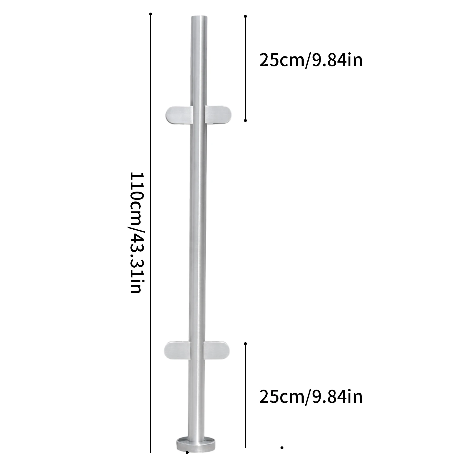 Poste de trilhos de vidro de 43 ", balaustrada de cerca de piscina de escadas para escadas de deck de varanda de balaustrada (110 cm, poste médio)