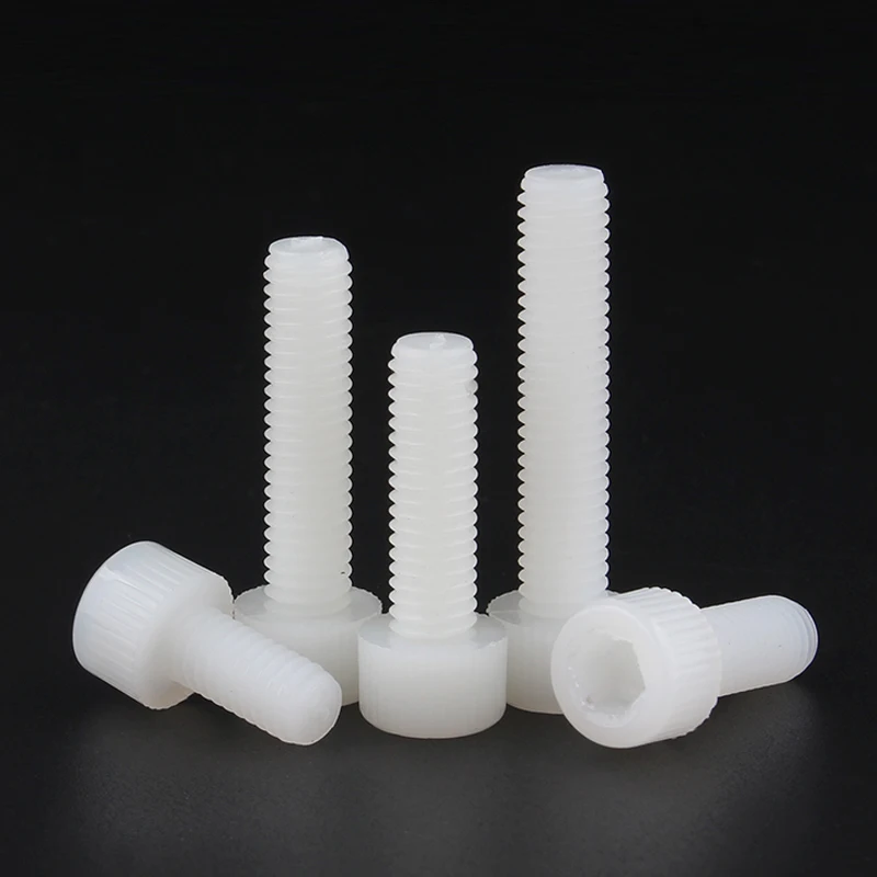 ヘキサゴンソケットヘッドスクリュー、断熱使用のためのknurledプラスチックボルト、黒と白のナイロン、m3、m4、m5、m6、m8、m10、5-50個
