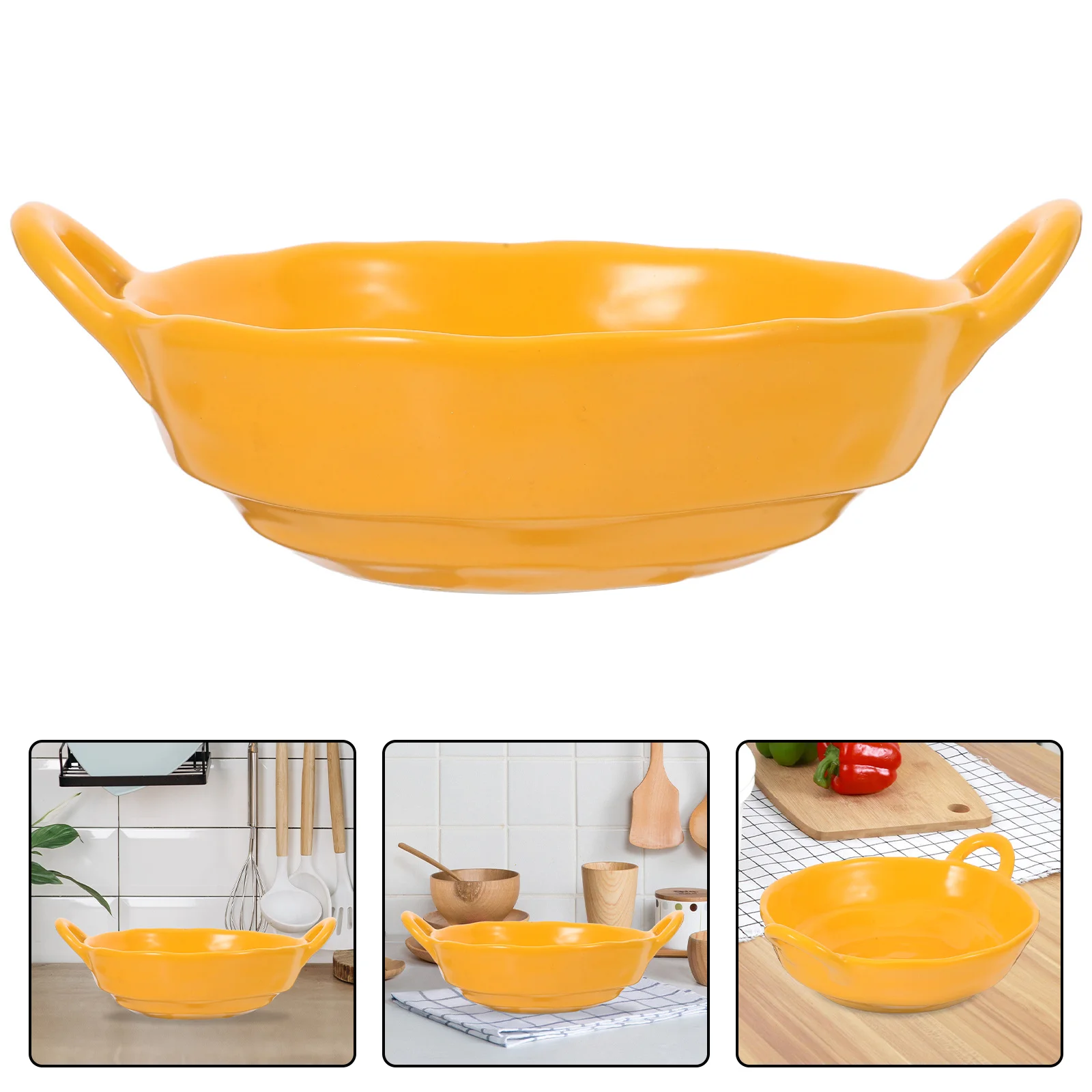 

1Pc Multifunctional Salad Bowl Practical Ceramic Bowl Household Food Serving Bowl for Home Salad Soup (Yellow)