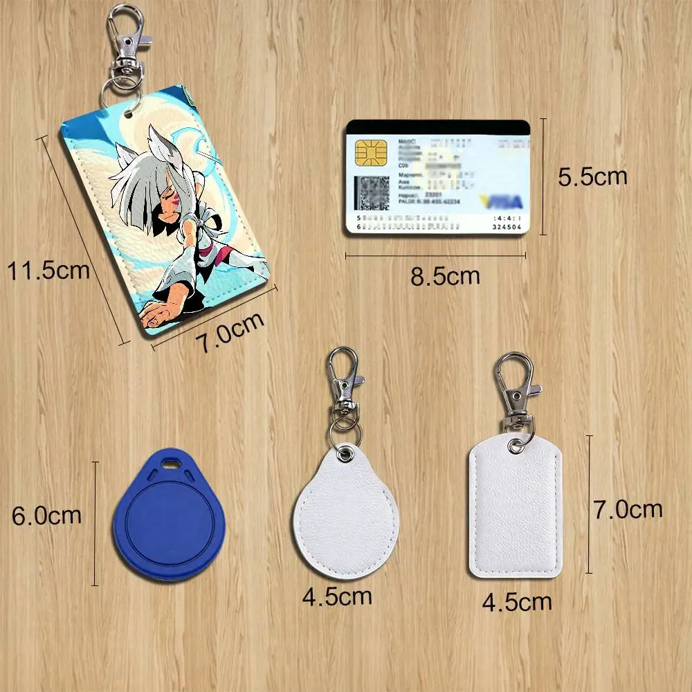 Age of Dragons Brawlhalla Rectangle ID Card Case Keychain Access Card Bag Key Tag Ring Leather Card Holder Key Ring Access