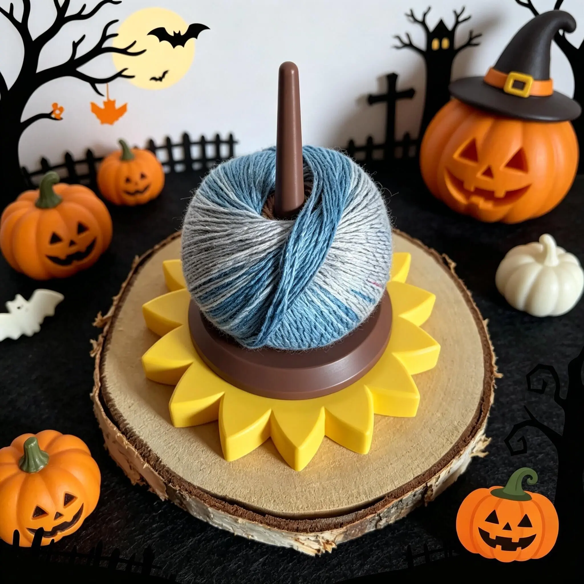 3D Printed Sunflower-Shaped Yarn Winder, Suitable for Storing Various Yarns and Spools, Stylish, Beautiful, and Practical, Is the Perfect Yarn Winder for Halloween and Christmas Party Settings, and Is the Perfect Yarn Storage Solution for Handmade Sewing Enthusiasts