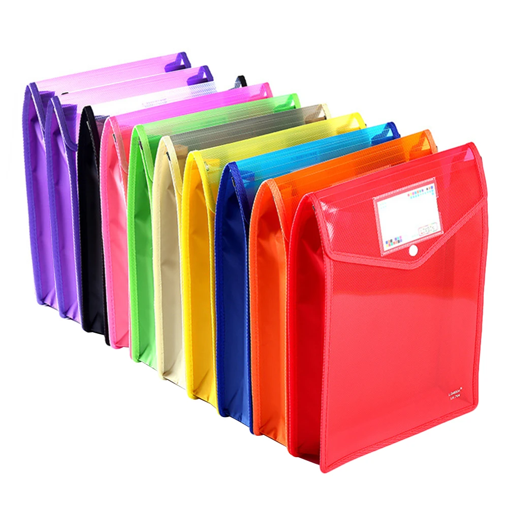 

10pcs Folder Plastic File Bag A4 Document Bag Portable File Organizer For Office School Business Storage Lightweight Reusable