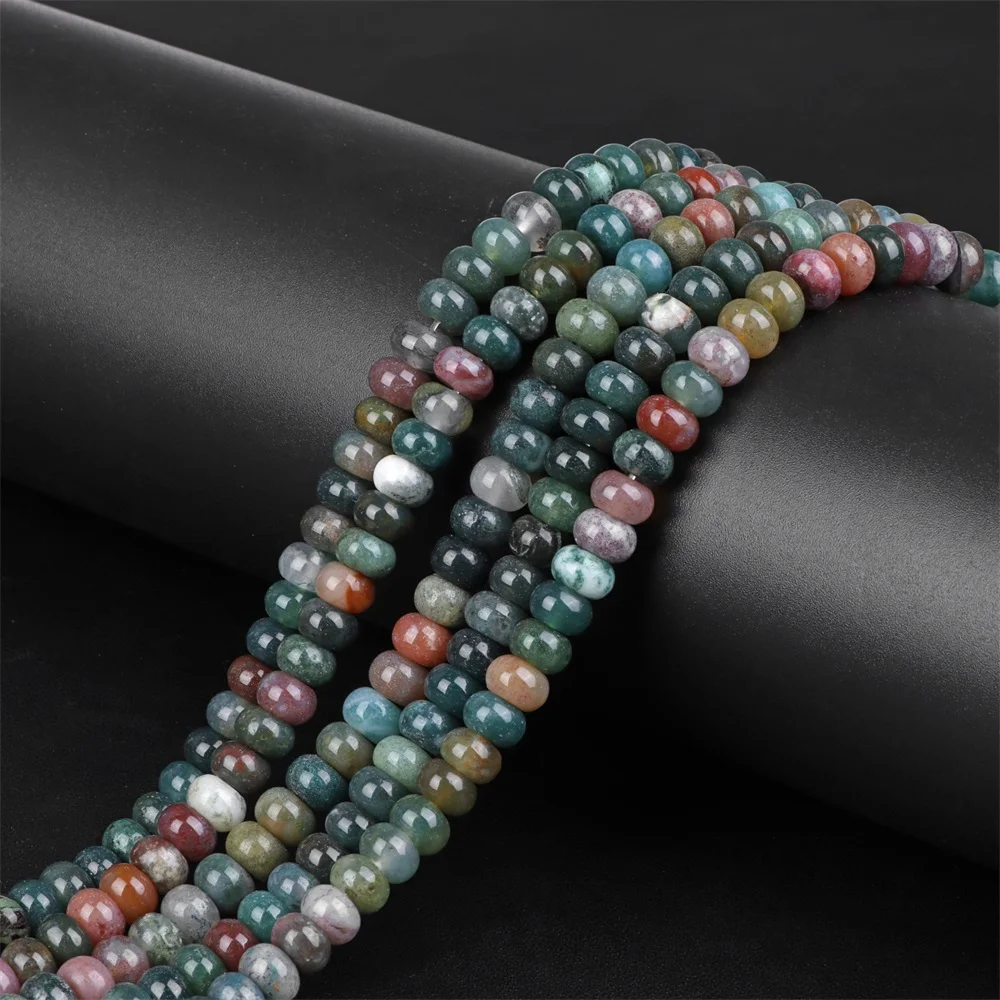 Natural Rondelle Shape Stone Bead Agate Quartz Loose Spacer Beads Fit Jewelry Making Bracelet Necklace Earrings Accessories 15\