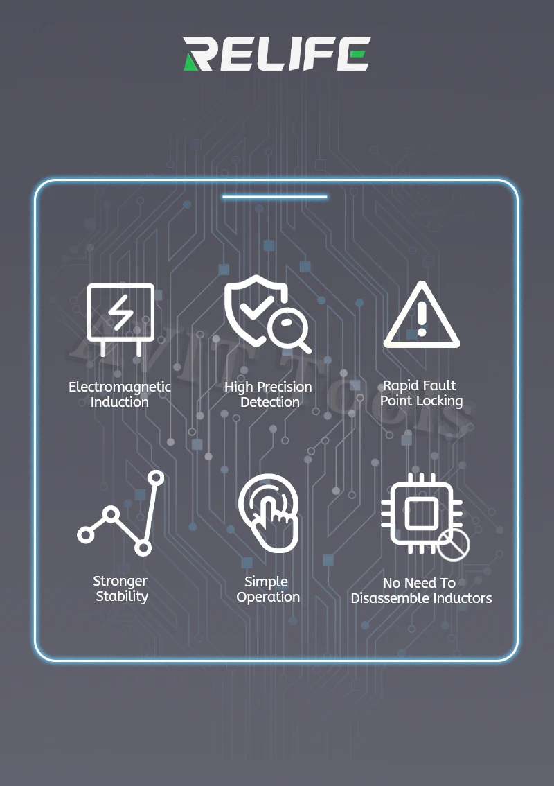 RELIFE XA5 Alat Detektor Induktor Penguji Kumparan Motherboard untuk Perbaikan PC Induksi Elektromagnetik Pemeriksaan Kesalahan Cepat