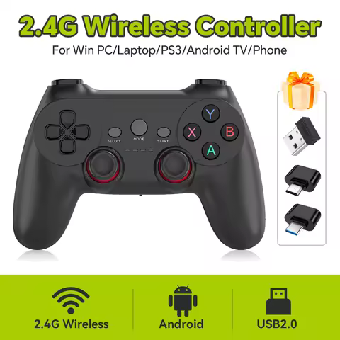 2.4G Wireless Controller for Windows PC/Laptop/PS3/Android TV/Phone/Game Consoles Precise Joystick USB 2.0 Plug and Play No Lag