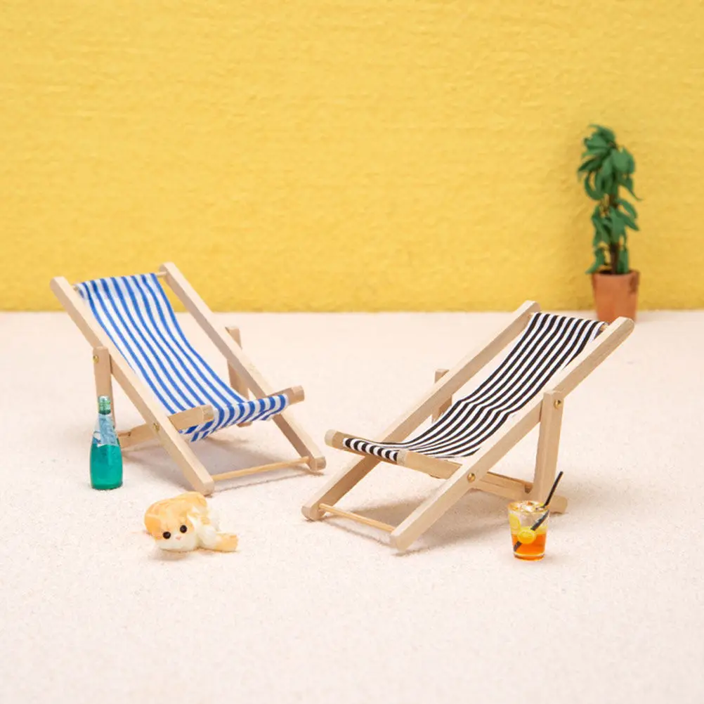 

1Set Mini Beach Chair Highly Simulated Foldable Small Decorative Lounge Chair Perfect for Mini House Decoration Birthday Gift