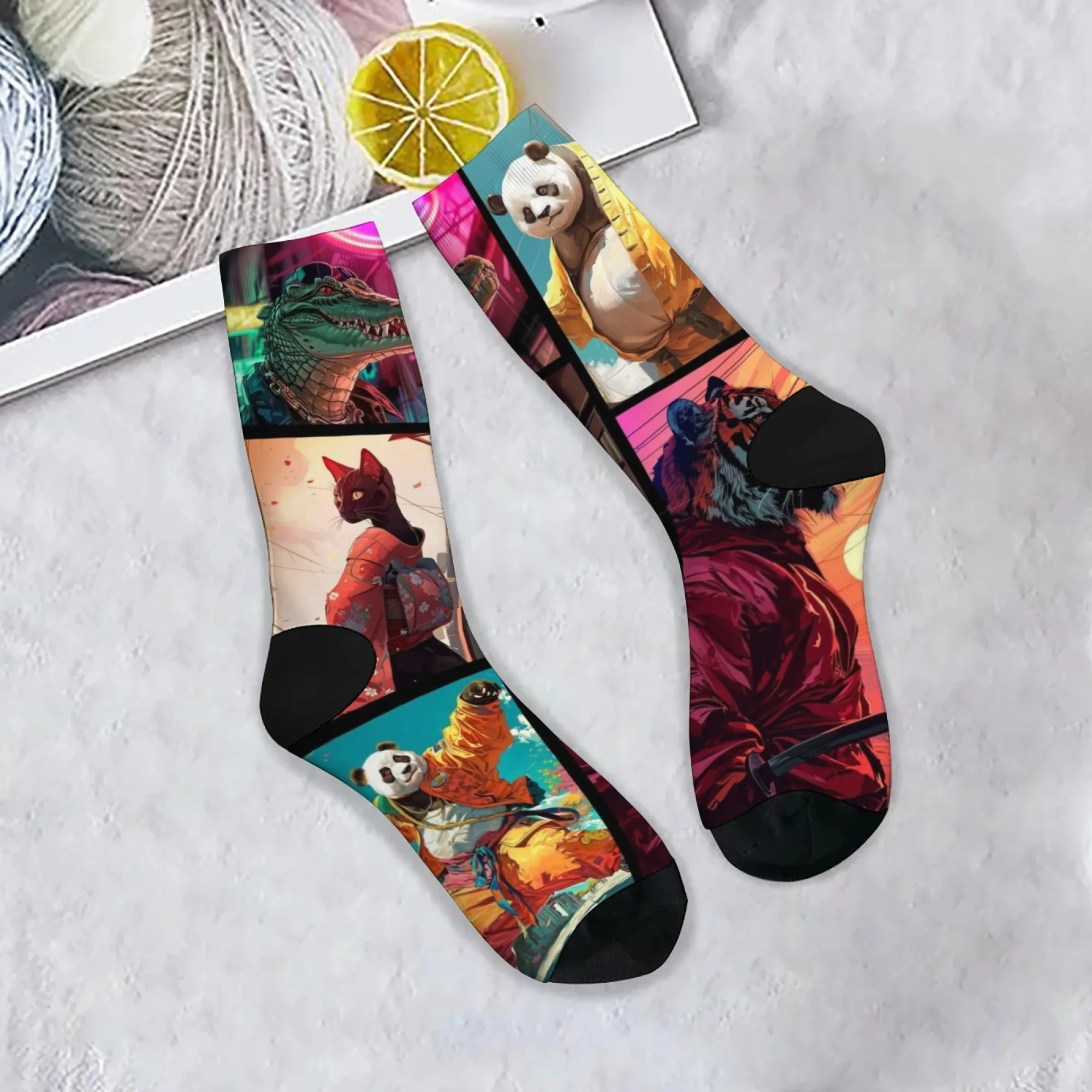 Neuartige Harajuku-Retro-Street-Style-Crew-Socken mit anthropomorphen Tiermotiven, lässige Socken, trendige Hip-Hop-Herrensocken, Geschenk.