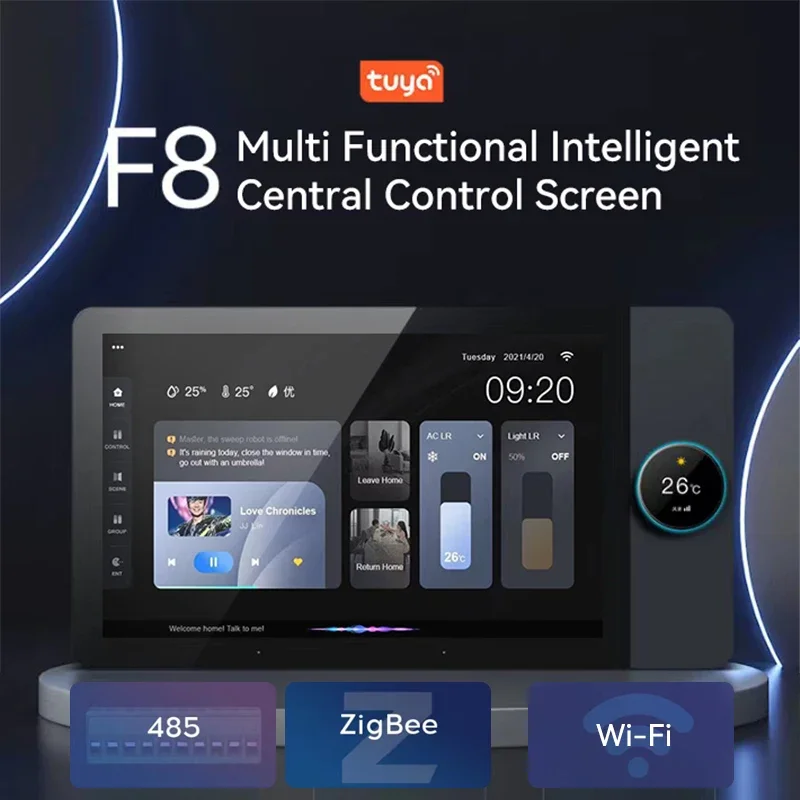 2024 Tuya Smart Home Zigbee Gateway Wifi zigbee Smart Control Panel 8 pollici Multi-funzione Music Wall Touch Screen Tuya Center