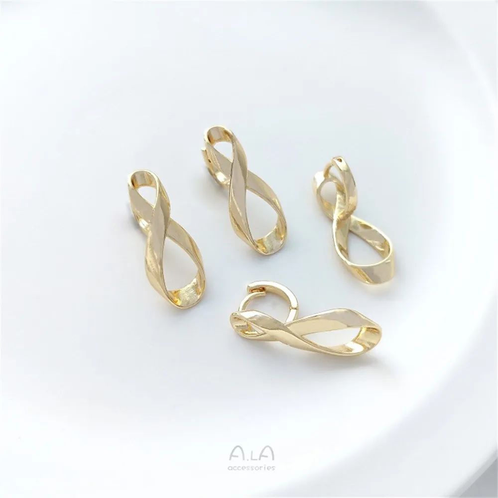 

14K Gold Wrapped Fashionable Twisted 8-shaped Ear Buckle European American Light Luxury Personalized High-end Ear Jewelry E314