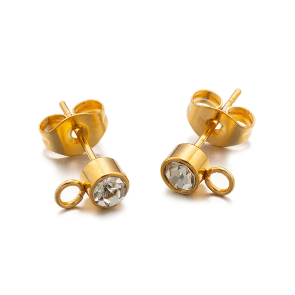Clear Rhinestone Earring Posts for DIY Jewelry Making