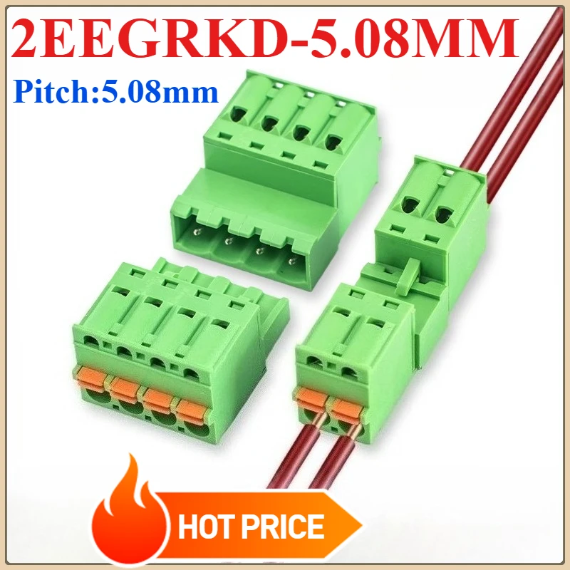 

1 set Terminal Block Weld-free Screw-free 2EDGKDR-5.08mm Spring-press Plug-in Male Female Connector 2EDGKDP-5.08mm 2-24P 2EDGKD