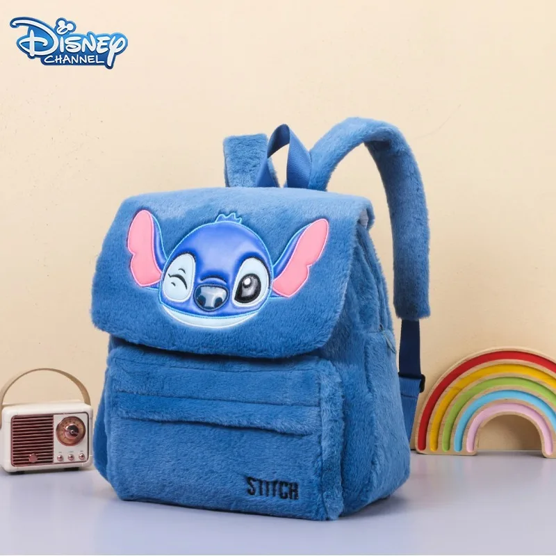 Hot Sales New Disney Cute Backpack Ins Blue Stitch Funny Cartoon Large-Capacity Student Backpack Kindergarten Bag Child Gift