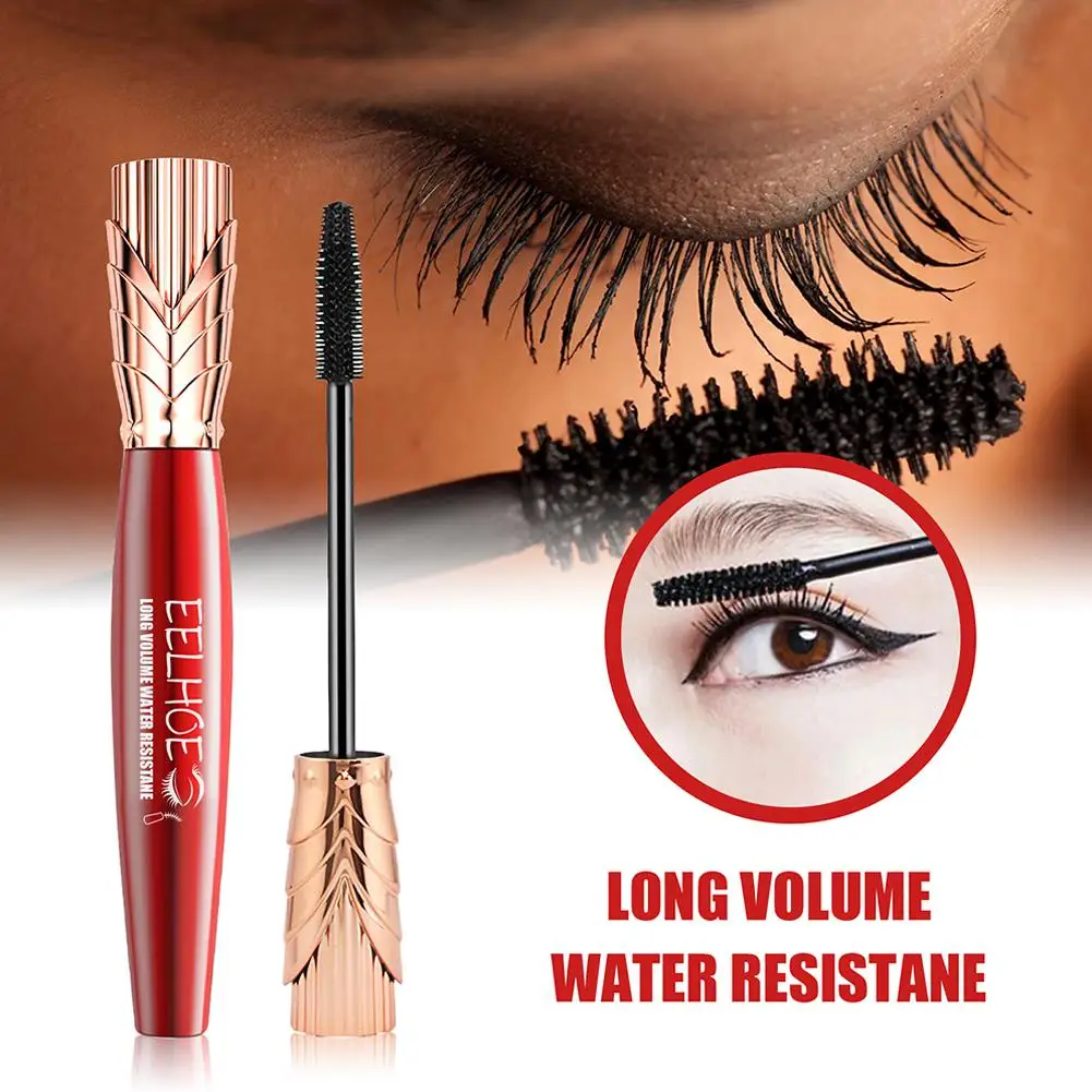 4D Big Eye Mascara Crown Mascara Lengthening Thick Curly Waterproof Mascara 24h Lasting No Fading Makeup Women Cosmetics