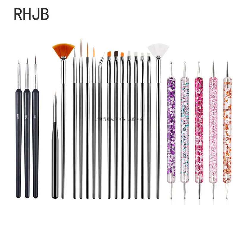 New 2023 Multiple nail art nail brush Design Tip Drawing Carving Dotting Nail Pen Builder Flat Liner Acrylic Gel Polish Manicure