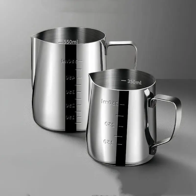 350ml/600ml Stainless Steel Frothing Pitcher Espresso Pull Flower Cup Cappuccino Coffee Milk Frother Mugs