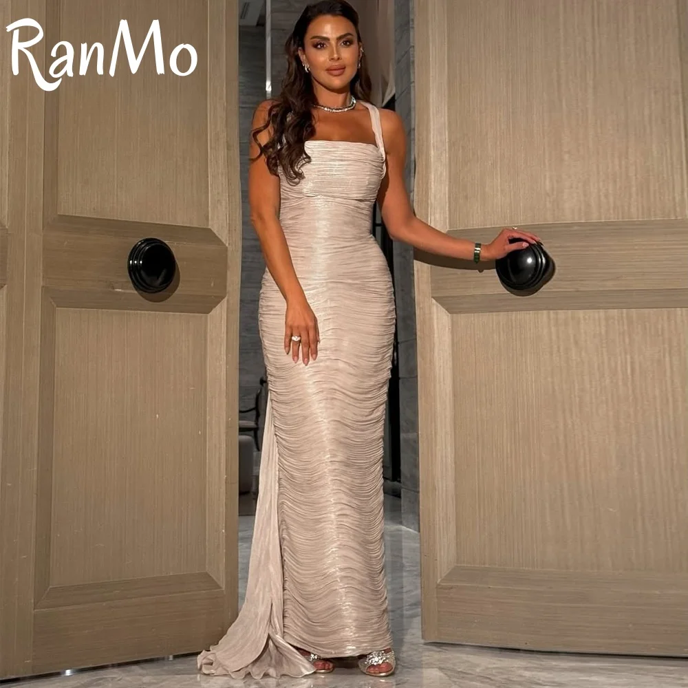 

Ranmo Блестящие широкие бретели Русалка Пром платья сзади Хвост Плиссированное вечернее платье длиной до пола Вечернее платье Vestidos de Festa по индивидуальному заказу
