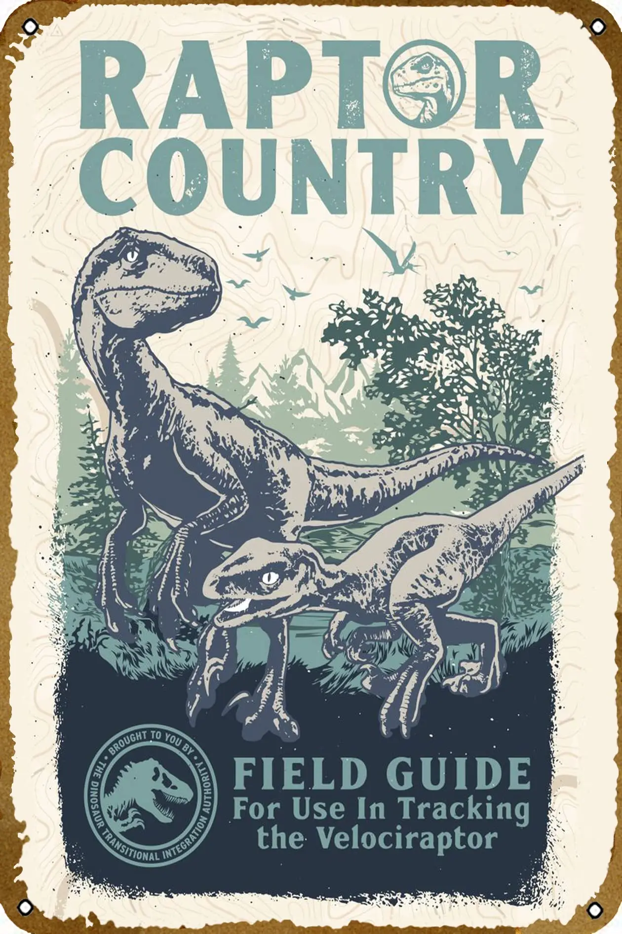 Raptor Country Movie Tin Sign Vintage Metal Sign for Men Women Plaque Wall Decor for Bar Pub Home Cafe 8x12 Inch