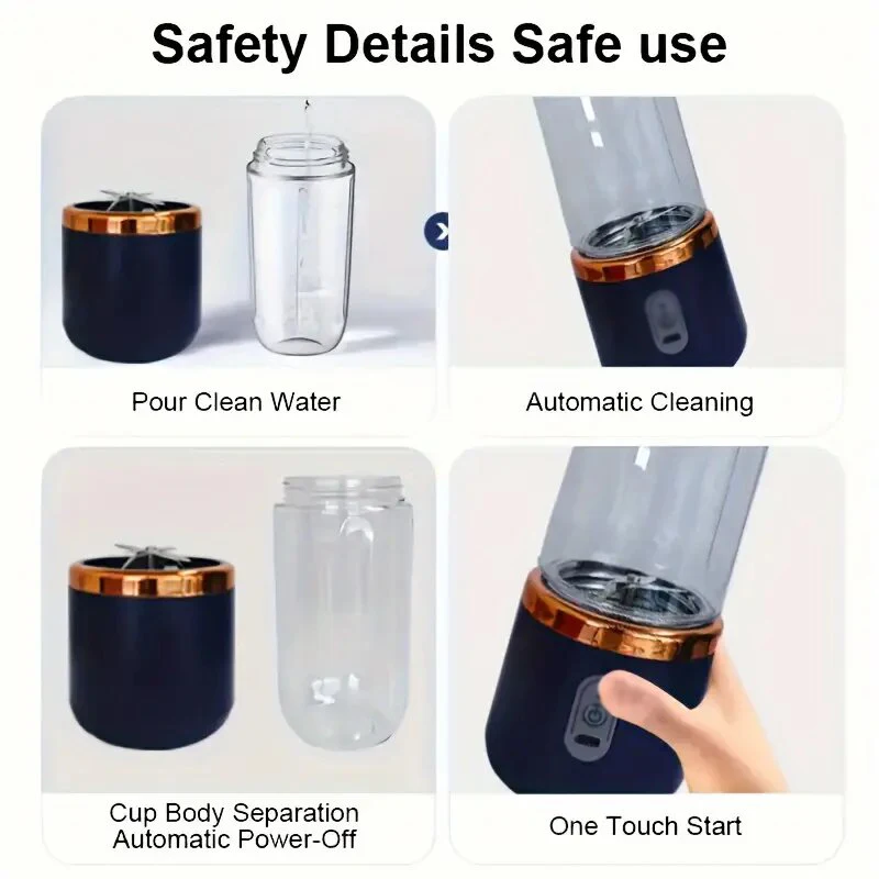 1 قطعة خلاط محمول، عصارة شخصية قابلة لإعادة الشحن عبر USB، بلاستيك ABS للطعام، متعدد الوظائف، يستخدم للعصائر والحليب #5