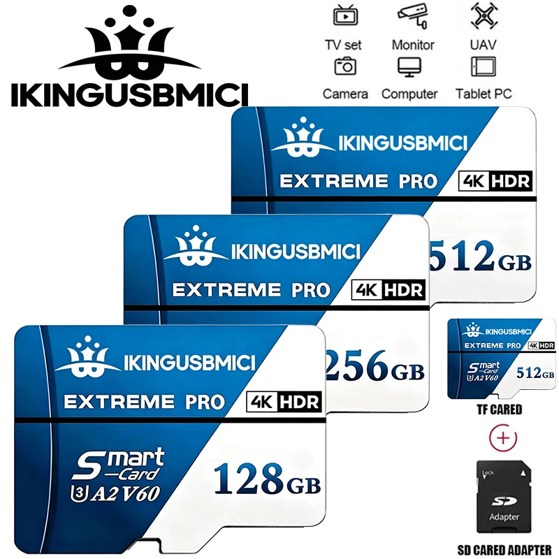 Memory Card 64GB 128GB 256GB 512GB U3 Mini SD Card Class 10 Micro TF Card For Mobile Phone Tablet Speaker HD Camera Drone