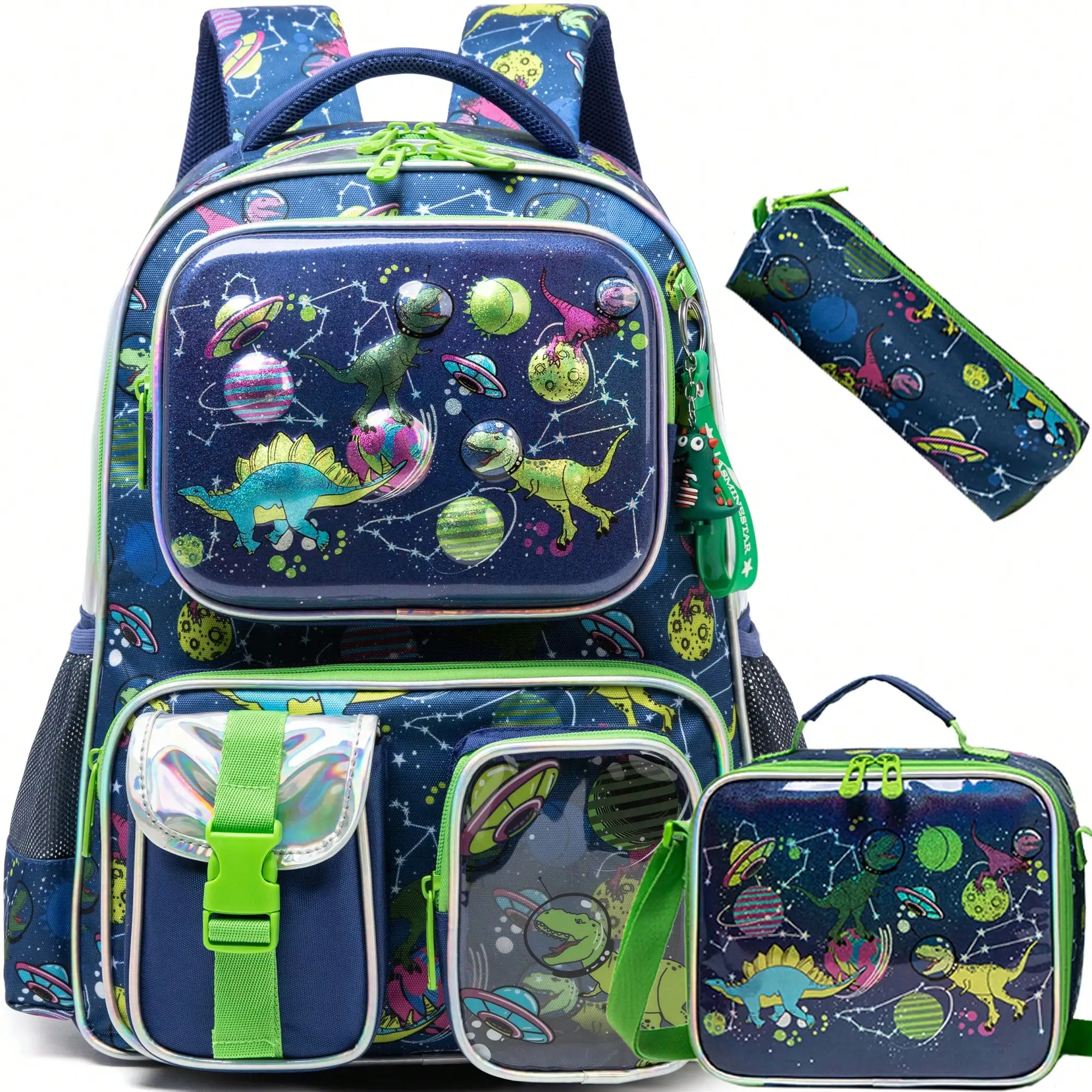 3PCS Boys Hard Shell Backpack for Primary School Extra Large Backpack School Backpack with Lunch Bag and Penbag for Picnic