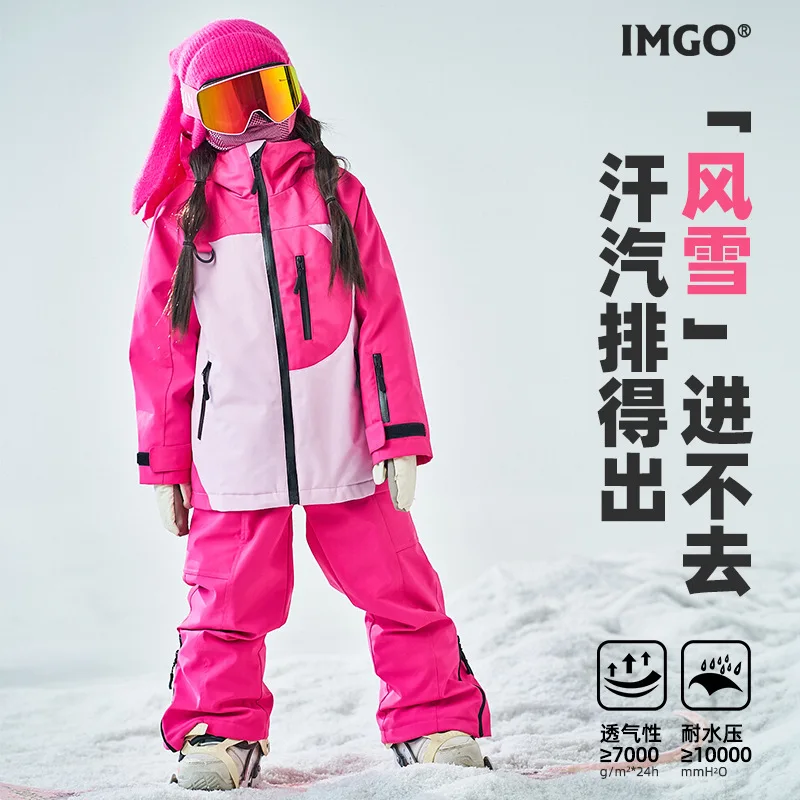 

Professional Ski Suit for Girls Winter Warm Snowboard Clothing Outdoor Sport Snow Wear Thick Waterproof Children Ski Jacket Pant