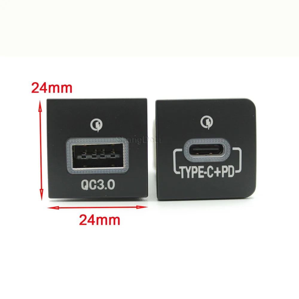 Adaptateur de charge de téléphone de voiture, chargeur USB PD, charge rapide QC3.0, bouton de sortie pour VW Golf 6 MK6 Jetta 5, rocco contrastant