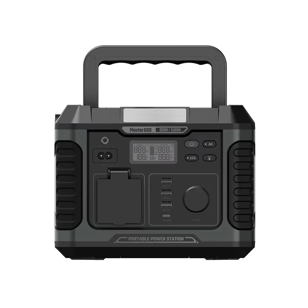 Outdoor rechargeable lithium battery bank portable power station energy storage battery camping solar generator 600w