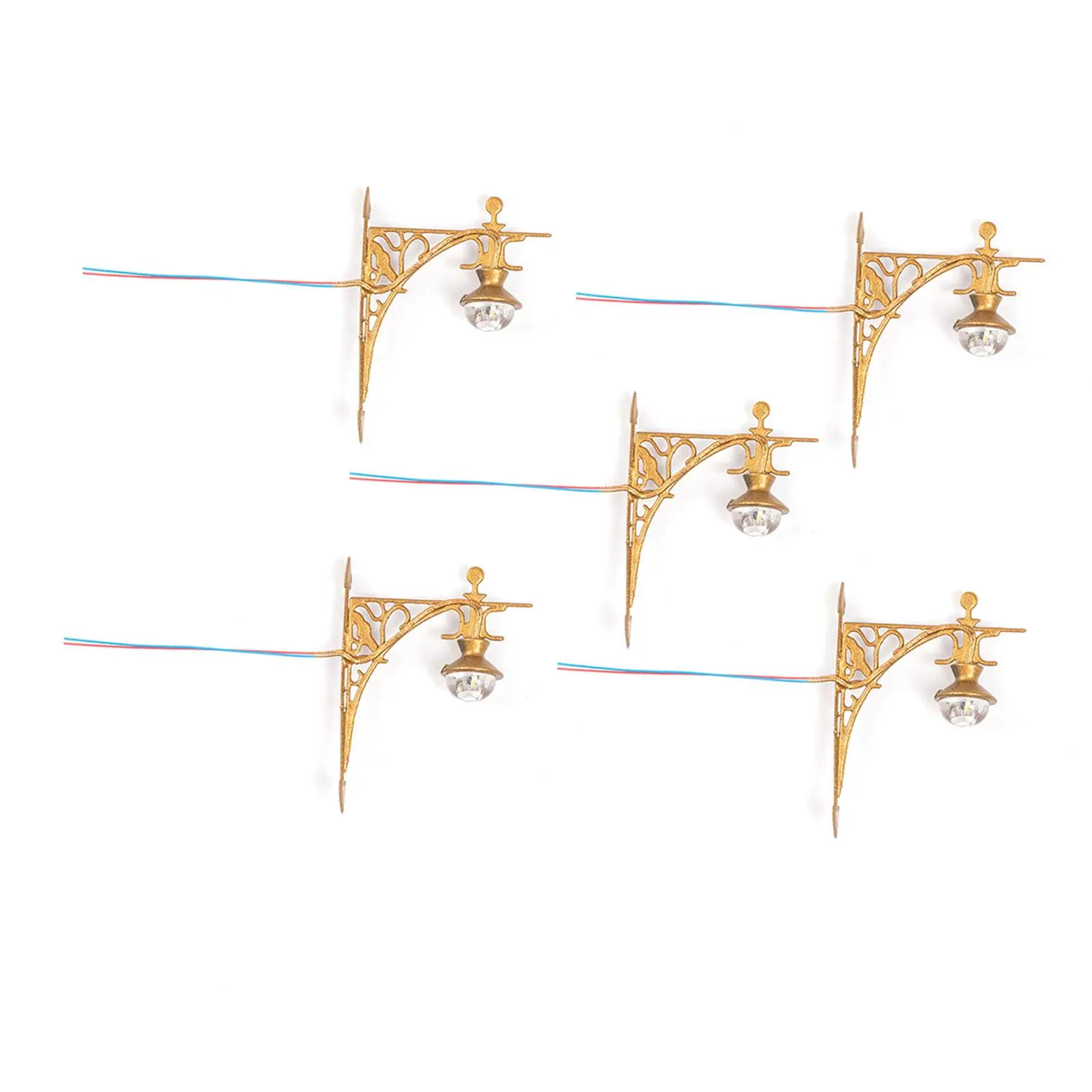 5 Pieces Miniature Wall Lighting 1/87 Compact Model Accessories Mini Wall Sconces for Fairy Garden Scene DIY Projects Decoration