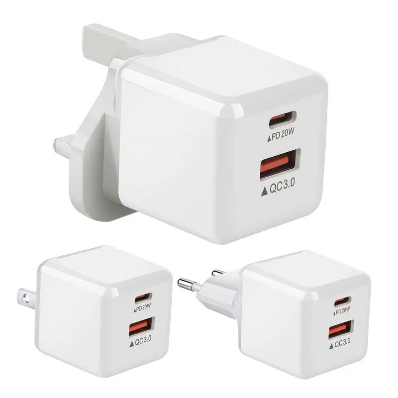 38W PD20W QC3. 0 18W European American And British Fast Charging Mobile Phone Charger With PD Charging Head