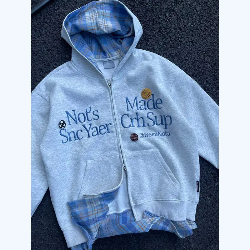 سترة صوفية منقوشة بغطاء للرأس مكونة من قطعتين للرجال والنساء بتصميم بسيط ومطبوع ومطرز بأكمام طويلة