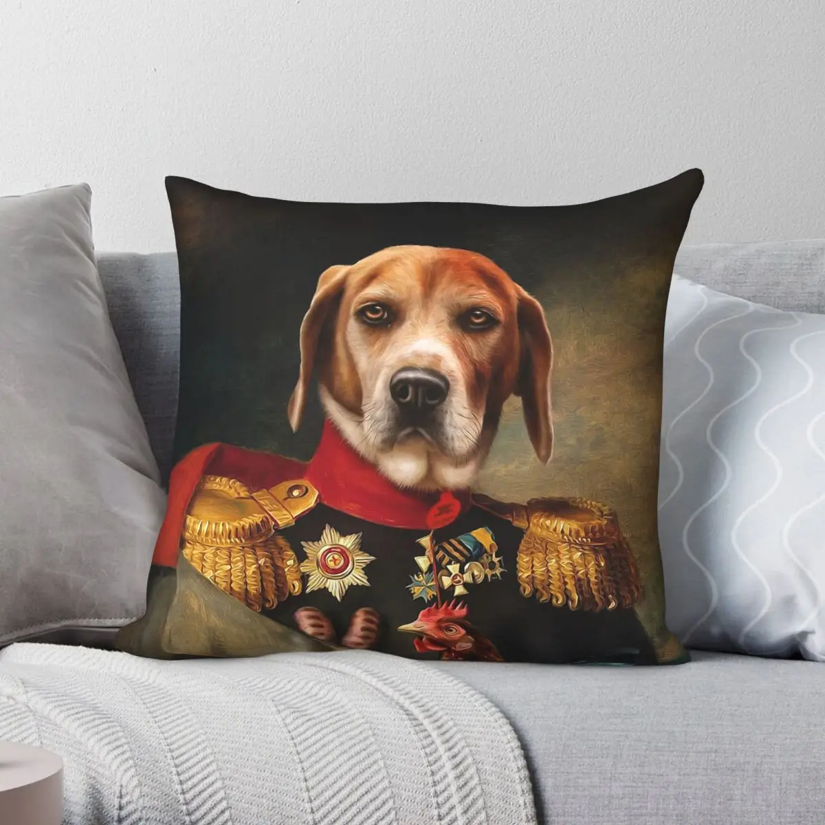 Beagle Dog Portrait Steve Square Pillowcase Polyester Linen Velvet Pattern Zip Decorative Bed Cushion Cover