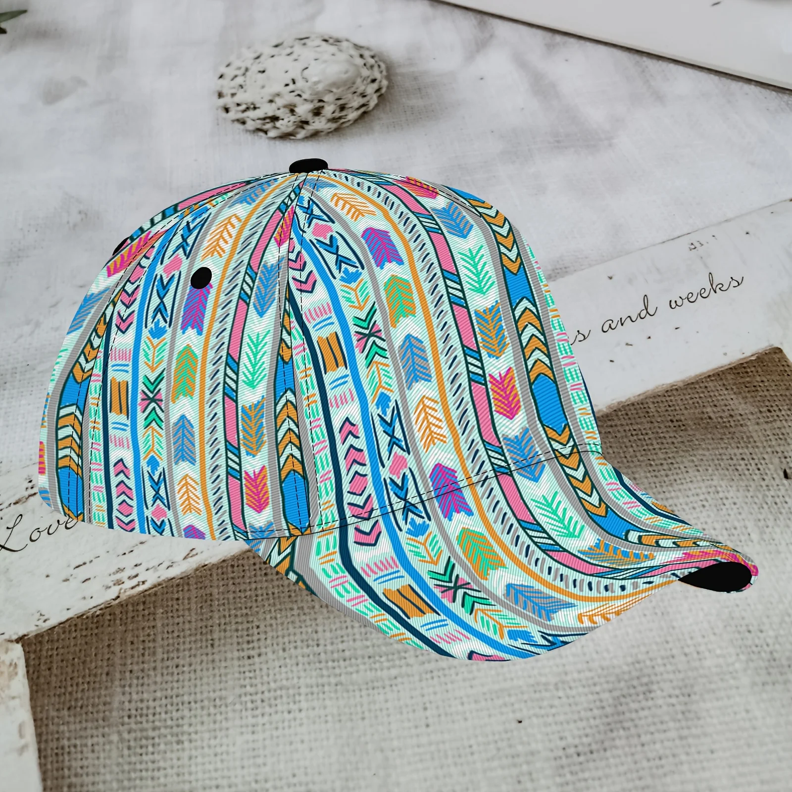 Colorful Tribal Arrow Print Baseball Cap Boho Aztec Pattern Adjustable Dad Hat, Breathable Sun Hat for Men Women Casual Outdoor