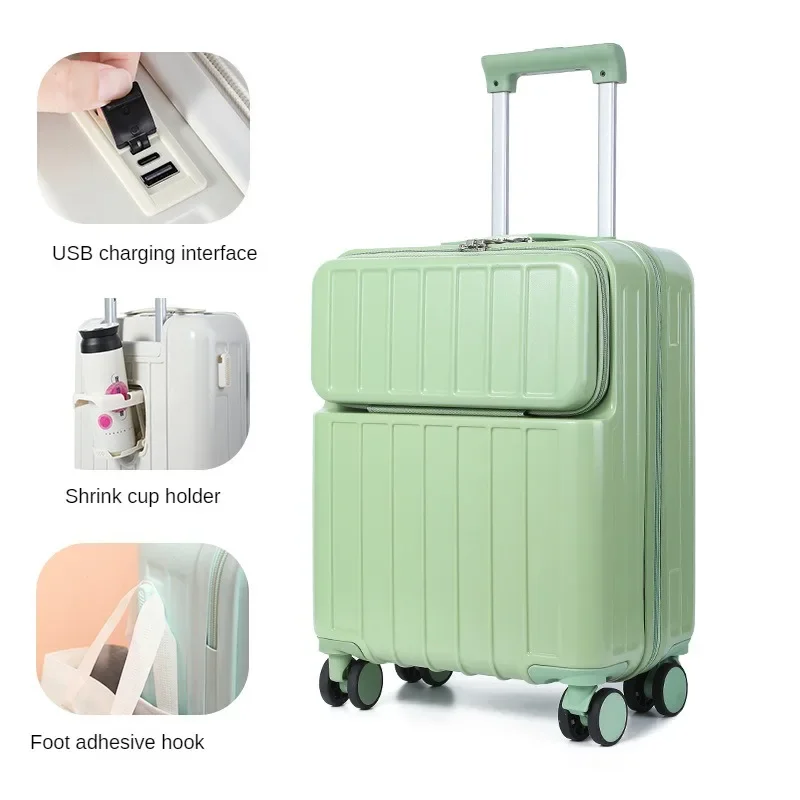 20 Boarding Box Front Opening Trolley Case Travel Suitcase Lightweight Rolling Luggage Large Capacity Trunk Unisex Student Box