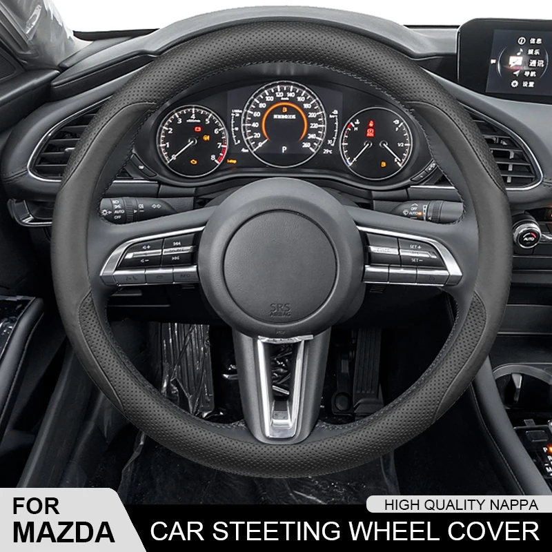 

Leather Car Steering Wheel Cover Anti Slip For Mazda 3 6 Atenza CX-3 CX-5 CX-7 CX-9 CX-8 CX-30 CX-50 MX-5 RX-7 RX-8 Accessories