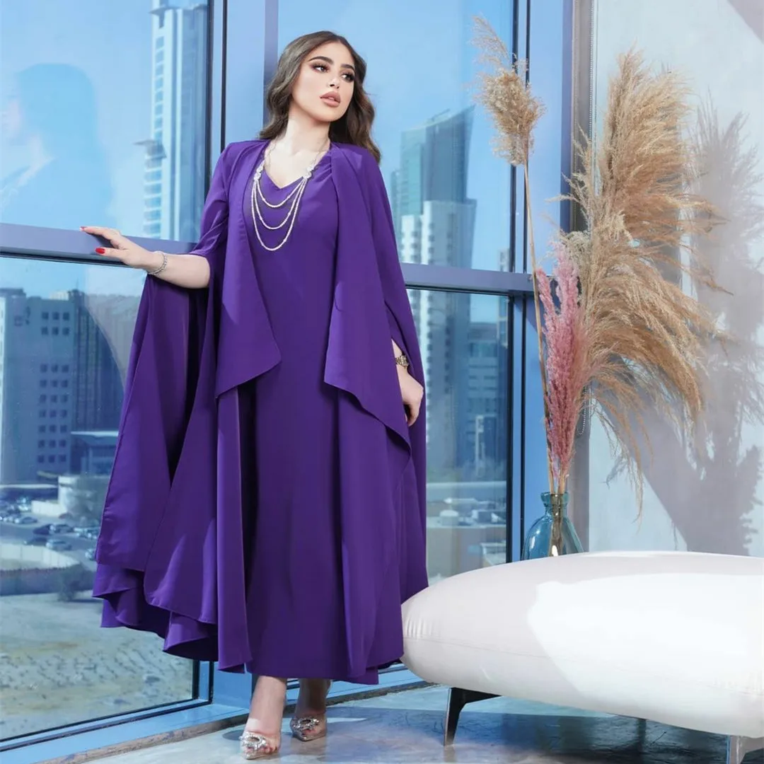 purple muslim dress Elegant Light Lila Muslim Engagement Dress 3460ALILA