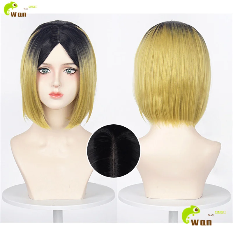 

Kozume Kenma Cosplay Wig Yellow Black Dyed Gradient Short Cosplay Anime Wigs Heat Resistant Synthetic Hair Halloween