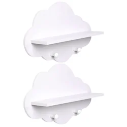 2 Pcs Storage Shelf Shelf Multifunctional Rack Bathroom Ledge Cloud Supply White No Punch Kitchen Seasoning Child