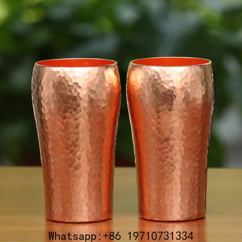 

Handcrafted Pure Copper Coffee Cup Beer Milk Mug Retro Embossed Hammer Thickened Water 250ml Breakfast Drinkware Tea Tableware