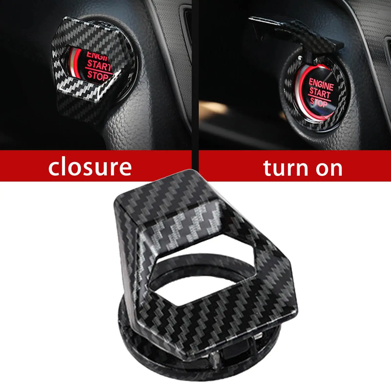 2-4pack Automobile Car Ignition Switch Protective Cover Smooth Carbon Fiber