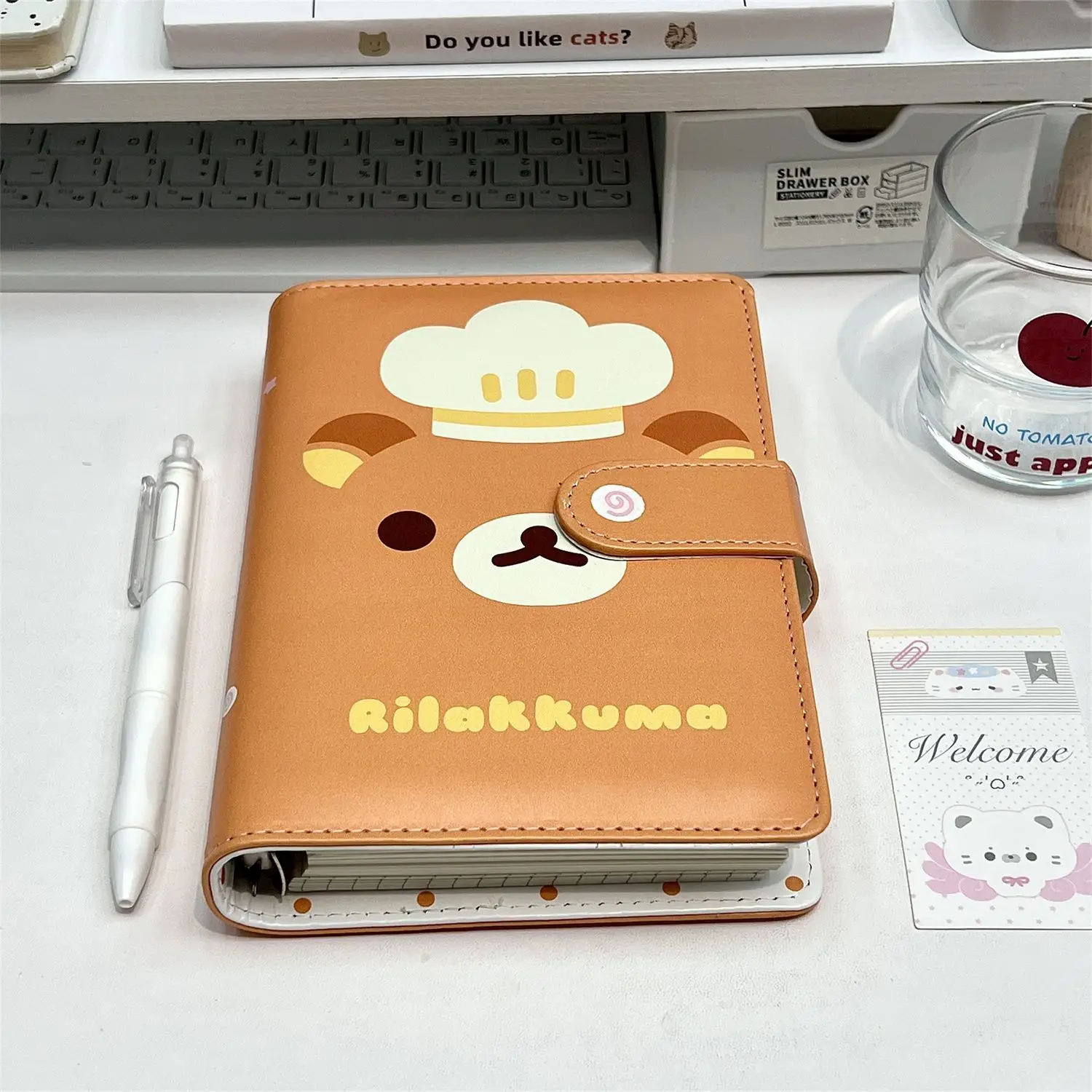 Cute Rilakkuma A6 Loose-leaf Notebook PU Notebook Kawaii Planner Notepad for Student Daily Note Taking Schedule Stationery Gift