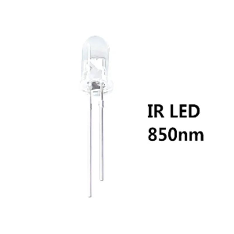 100pcs F5 5mm Infrared Ir Led 940nm 850nm Lamp 20ma 1.45-1.65v Transparent Water Clear Lens Through Hole